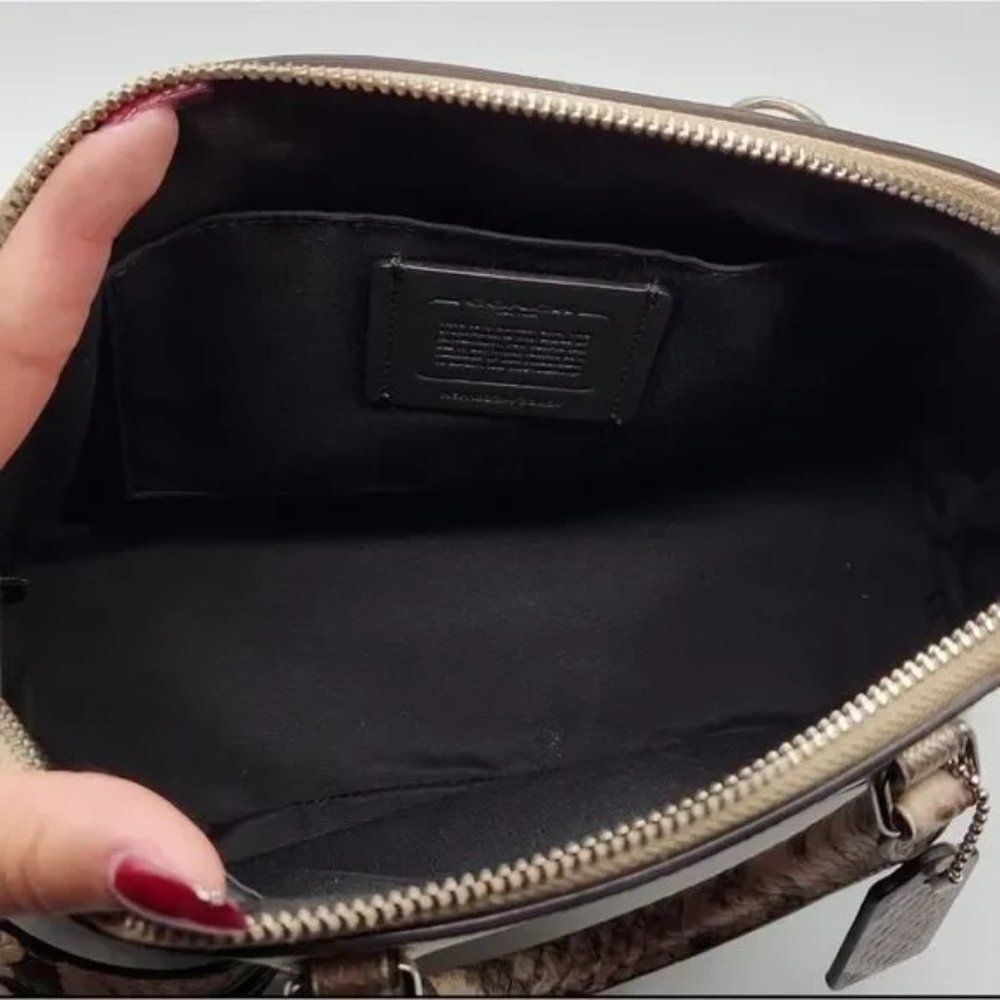 Coach Metallic Gold Dome Satchel with Snake-Print Strap - Picture 8 of 10